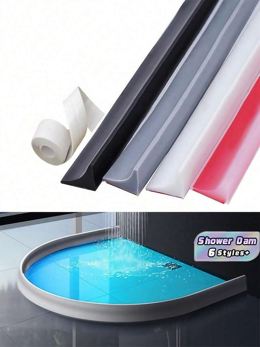 1 Silicone Bathroom Waterproof Strip Shower Dam Sink Countertop Guard Dry Wet Separation Easy Install Must Have Accessory - multicolor - View 1