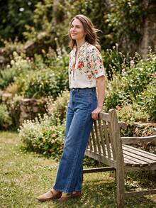 Dayvera Women's Elegant Summer Casual Floral Textured Linen Bamboo Fiber Short Sleeve Shirt, Suitable For Vacation, Commute And Daily Wear Beige - White - View 5