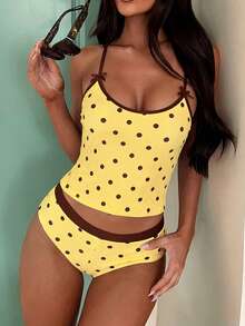 Swim Mod 2026 Spring/Summer New Polka Dot Print Sexy Backless Women's Camisole & Bikini Two Pieces Swimsuit Set - Multicolor - View 8