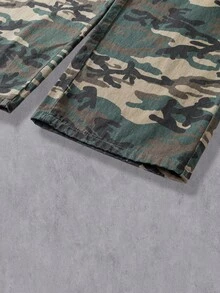 Manfinity Denimwave Quần jeans cargo nam dáng rộng, họa tiết rằn ri, phong cách thường ngày. - xanh quân đội - Xem 8