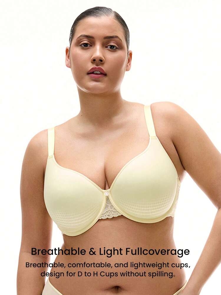 Full Coverage Airy Breathable Sheer Mesh Lace Spacer Cup Bra