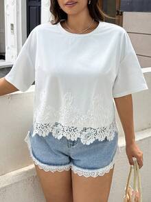 GalTyme Spring Washed Snowflake Plus Size Short Sleeve T-Shirt - White - View 5