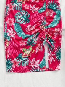 Emery Rose Kids Emery Rose Kids 女童两件套：纯色针织吊带背心和开衩裙 - 彩色 - 查看 8