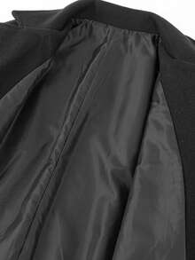 Calvornis Abrigo largo de manga larga con cuello de solapa sin suéter, abrigo básico liso para salir, para otoño e invierno - Negro - Ver 3