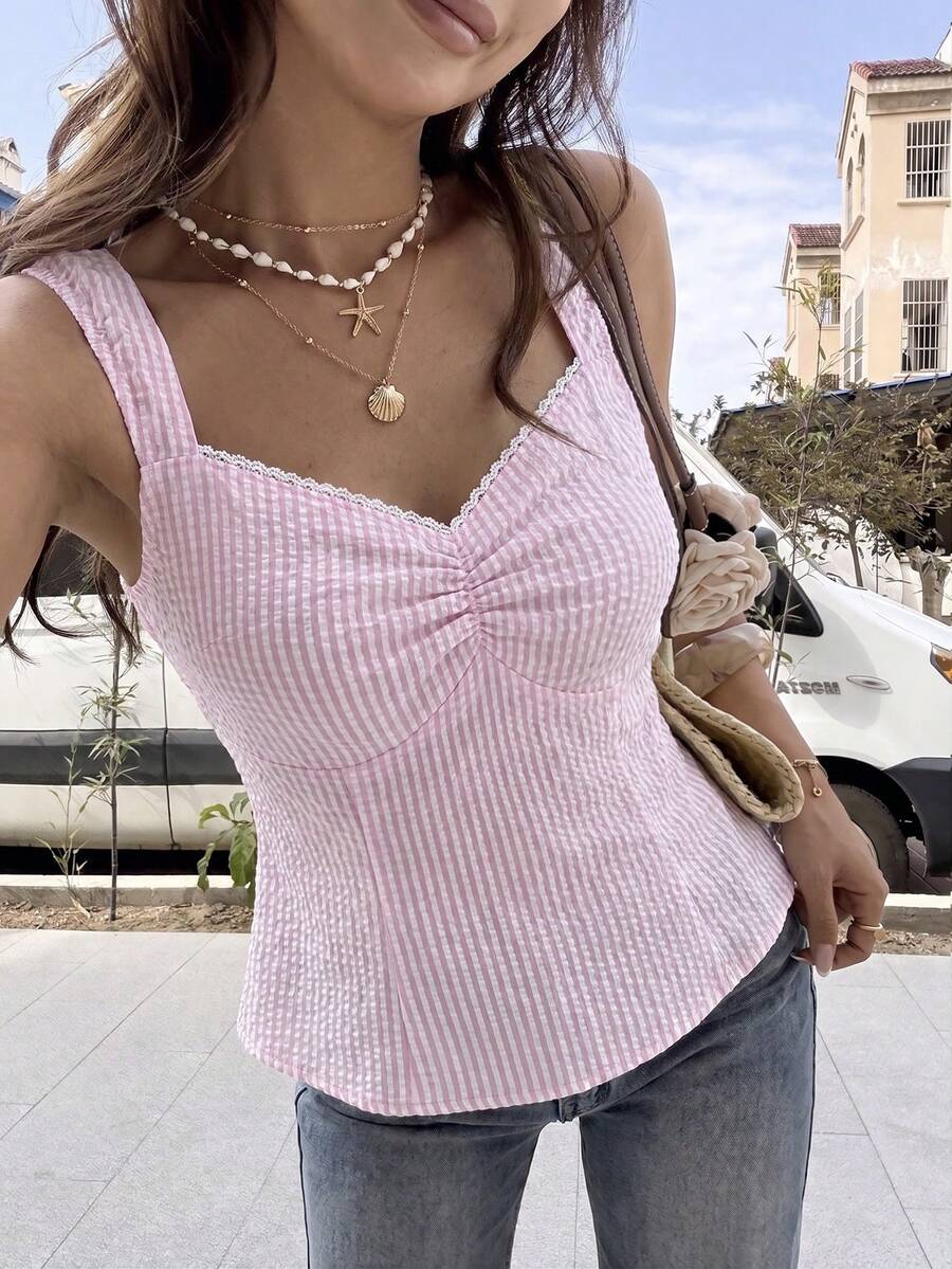 Elyressa Ladies Weave Sexy And Elegant Summer Shirts - Pink - View 1