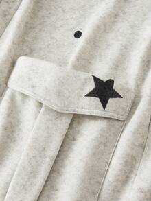 ROMWE MEN Street Life Men's Casual Star Print Faux Snow Flake Pocket Sweatpants - White - View 5