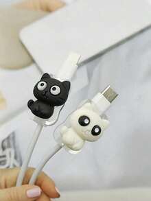 2pcs Cat Cable Protector, Durable Tear-Resistant Phone Charger Accessory, Desktop Cable Management, Fun Gift - Multicolor - View 10