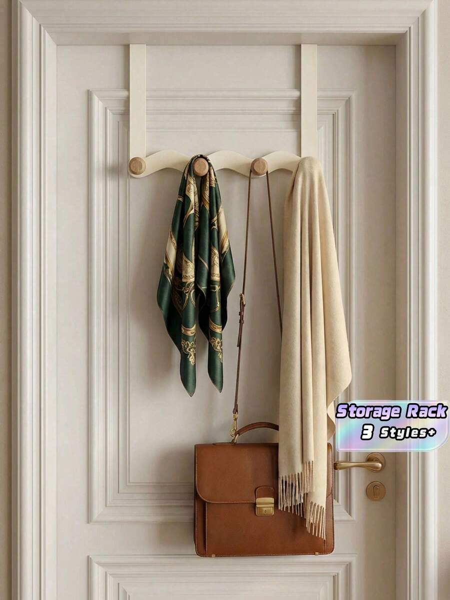 Cirelle No Drill Over Door Hanger - White 4/5 Hook Storage Rack For Coats & Bags, Space Saving Decoration For Bedroom & Entryway, Instant Gift Idea - White - View 1
