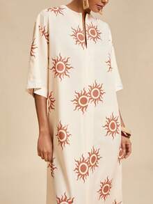 Travachic Women's Beach Golf Cover-Up With Side Slit And Sunflower Print White Summer Sexy - Multicolor - View 6