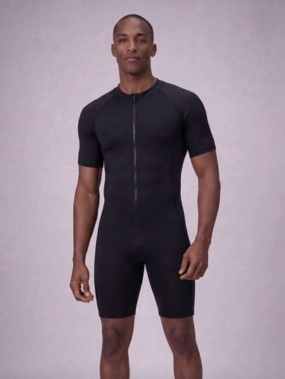 Manfinity VDAYZ Mono casual con cremallera delantera y mangas raglán de unicolor para hombre