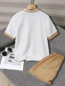 2pcs Tween Boy Gentleman Set,Blackandwhite,Elegant,Modest,Summer,Back-To-School,BirthdayParty,Wedding,Graduation,Ceremony,School - Khaki - View 3