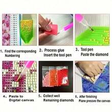 6 llaveros con pintura de diamantes con diseño de mariposa, manualidad de decoración DIY, set de pintura de diamantes, set de manualidades de pintura de mosaico apto para principiantes y regalos creativos - Ver 3