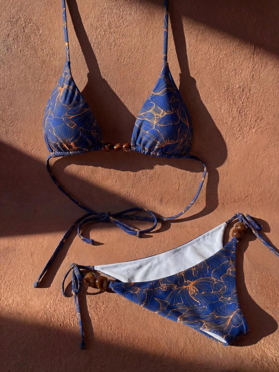 Bộ bikini hai mảnh in hoa dành cho nữ, thích hợp cho kỳ nghỉ hè. - Nhiều màu - Xem 1