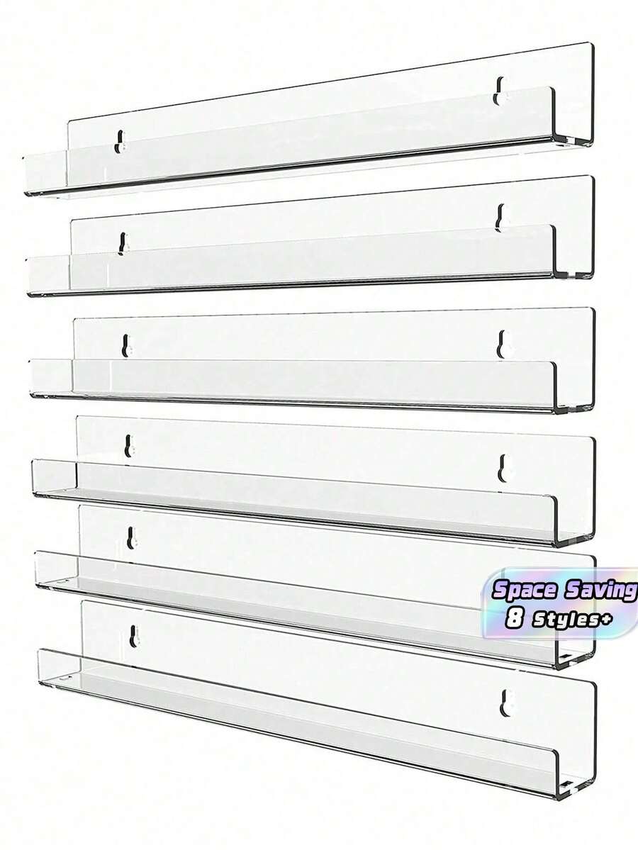 2/4 Kệ trưng bày/kệ sách treo tường hình chữ U trong suốt bằng acrylic, không cần khoan, thích hợp cho phòng ngủ, phòng khách, phòng học, văn phòng, trang trí nhà hiện đại, tiết kiệm không gian, lý tưởng để đựng sách, ảnh, đĩa than, đồ dùng sắp xếp đồ đạc.