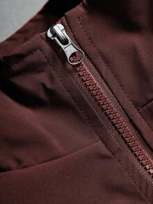 PAVTROS Men's Stand Collar Contrast Color Zip-Up Jacket Football - Burgundy - View 5