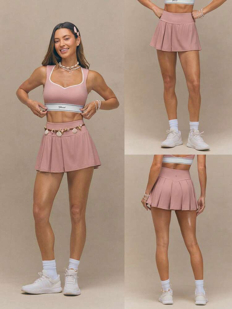 FeatherFit™-Air Playdate Quick-Dry Sweat-Wicking UPF50+ Asymmetric Pleated Super Mini Tennis Skirt With Built-In Shorts Side Pockets Summer Golf Tennis Casual Wear