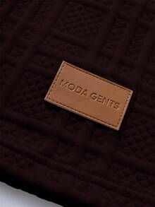 Manfinity Homme Men's Knitted Jacquard Textured Collar, Cuff, Hem Ribbed, 3-Button Closure, Faux Pearl Knit Formal Polo Shirt, Ceremony - Coffee Brown - View 7