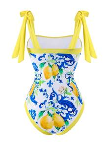 Swim Oasis Bộ áo tắm liền thân và chân váy cỡ lớn, mẫu mới Xuân/Hè 2026, họa tiết chanh. - Nhiều màu - Xem 5