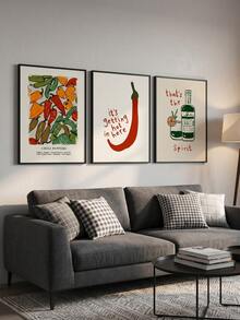 Joivida 1Pc Creative Colorful Chili Art Poster With A Strong Niche Aesthetic Atmosphere. Featuring A Art Style That Is Minimalist And Distinctive, It Is Suitable For Decorating Multiple Spaces Such As Bedrooms, Living Rooms, Entryways And Studies. - multicolor - View 6