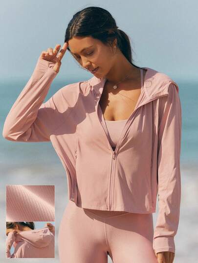 GLOWMODE UV Protective CloudShade Ultra Light Breathable Boxy Fit Lightweight Hooded Crop Jacket With Thumbholes Ventilated Back Summer Daily Casual Wear