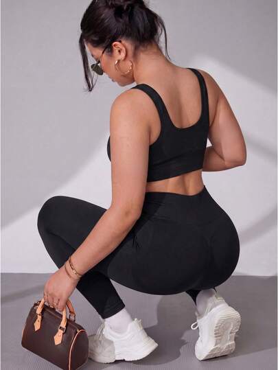 Slayform Slayform Sutiã Esportivo Sem Costura Tamanho Plus Size em Preto