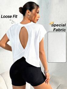 Seamluxe SHEIN Sport Top deportivo sin espalda de estiramiento alto sin costuras con tirantes ajustables, top para gimnasio, top de tanque para entrenamiento - Blanco - Ver 1