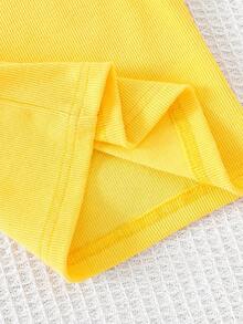 SHEIN Elladie kids 4件套夏季新款少女彩色多巴胺上衣套装，针织面料浅粉色无袖圆领上衣+黄色不对称镂空肩上衣+紫色交叉上衣+条纹上衣，可爱休闲时尚，适合小女孩 - 彩色 - 查看 6