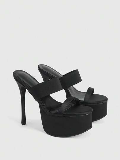 CUCCOO LuxiPop Women Shoes Black Sandals With Foot Straps, Stiletto Heel Platform Women's Sandals, Nightclub Party Style, Suitable For Spring And Summer, Holiday Season 2000's Style, Holiday Atmosphere, Summer Wear, A Must For Travel