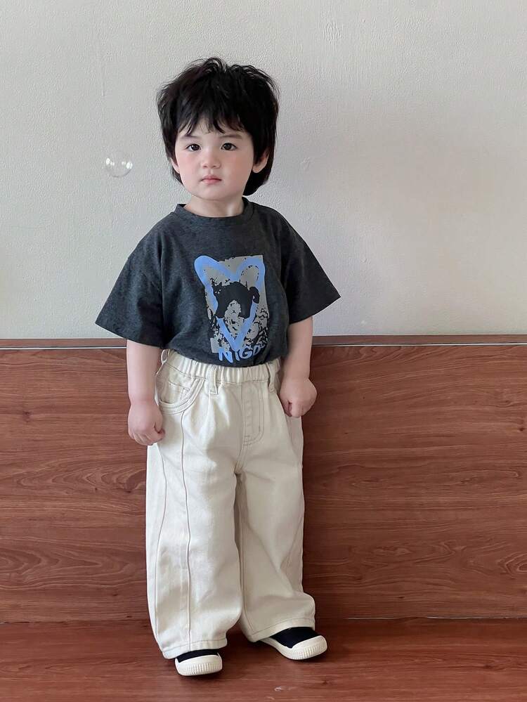 Baby Boys Loose Solid Color Korean Style Denim Vacation