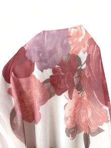 Reflora Nuevo vestido largo de mujer de talla grande con estampado floral, volantes en el bajo, cintura ceñida y alta elasticidad, vestido de otoño, vestido con volantes, vestido floral - Albaricoque - Ver 3