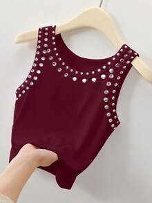 Rovax Top corto de mujer con detalles de remaches, estilo callejero - Multicolor - Ver 3