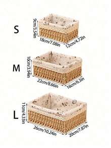 3Pcs S M L Size Handwoven Bohemian Style Desktop Storage Basket Set With Or Without Lid Multifunctional Organizer For Keys Cosmetics Snacks Coffee Table Living Room Entryway Home Decor Reusable Storage Shelf For Stationery Closet Toys Ideal Gift Basket - butterfly - View 14