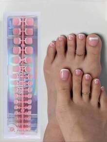 150 piezas de uñas postizas cuadradas cortas de color marrón y rosa, uñas falsas acrílicas de gel de 15 tamaños, uñas francesas falsas para decoración de manos y pies de mujeres y niñas, idea de regalo perfecta - Rosa Pálido - Ver 1