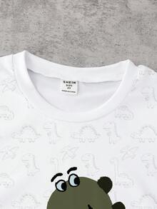 3 Stücke/Set Kleinkinder Jungen Sommer Neue Cartoon Dinosaurier/Auto/Bär Muster Outfits, süß und bequem für Alltag/Outdoor Matching Sets - Verschiedenfarbig - Übersicht 8
