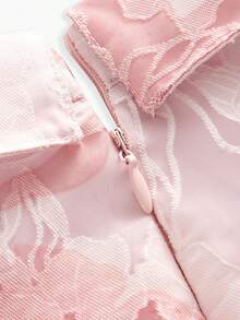 ZEYLAH Vestido largo con cintura ceñida y cuello, elegante para primavera/verano - Rosa - Ver 3