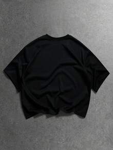ROMWE MEN Camiseta de verano de corte holgado con estampado de escultura de moda casual para hombres - Negro - Ver 4