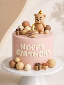 MINKOJA MINKOJA 1pc Cute Brown Bear With Party Hat Cake Topper - Reusable Birthday Decoration For Cakes, Gender Reveal, Shower, Wedding, Anniversary & Summer Parties, Cake Decorations, Christmas, Party Supplies - View 12