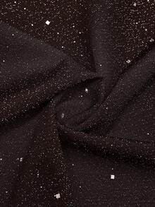 SHEIN Sweetro Đầm dự tiệc cỡ lớn dành cho nữ, kiểu quây ngực, xếp ly đôi, có bèo nhún, thắt eo. - màu nâu - Xem 5