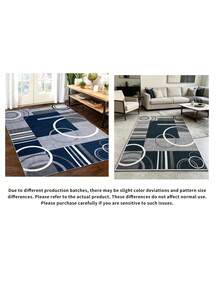 1PC Washable Carpet, Modern Geometric Pattern, Suitable For Living Room, Bedroom, Office, Striped & Circular Design, Contemporary Distressed Style, Low Pile, Neutral Soft, Patchwork Square Pattern, - multicolor - View 9