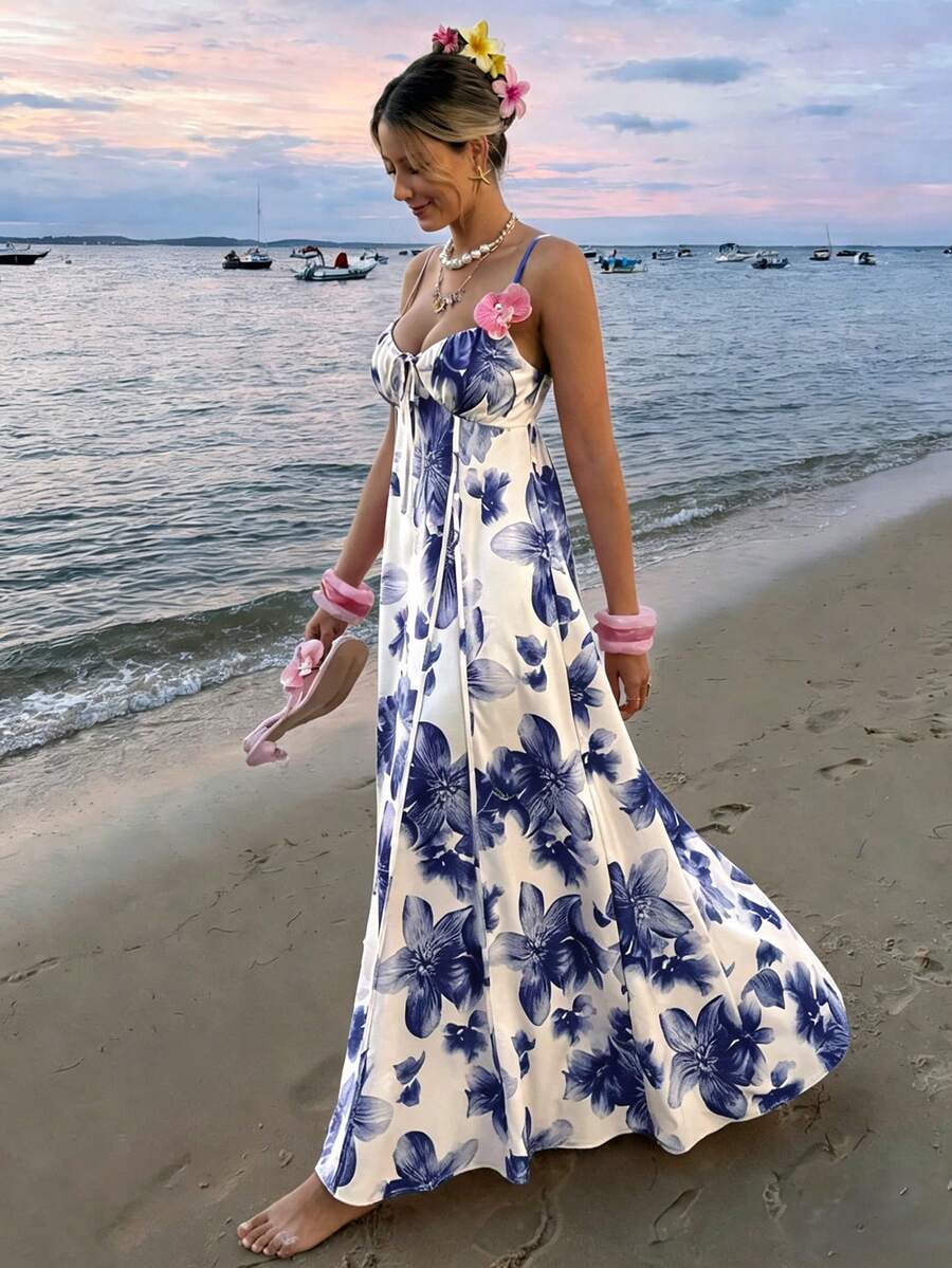 Selianne 女士碎花连衣裙,适合夏季度假,春夏新款 - 彩色 - 查看 1