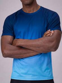 CoralVoy Herren Gradienten Farbig Kurzarm Rashguard - Blau - Übersicht 2