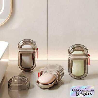 Light Luxury Travel Soap Box, Creative With Lid Sealed Drain, Portable Small Soap Box, New Business Travel Soap Box Home Bathroom Decor Summer