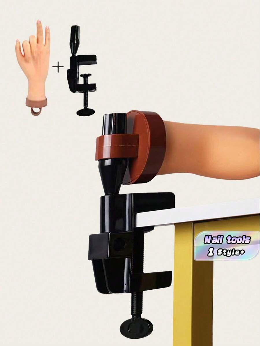 Set de pratique de nail art avec main en acrylique, support de main et modèle de main en PVC 1 pièce, faux ongles de modèle de doigt réaliste et pliable, convient aux débutants pour pratiquer le nail art, kit de gants d'entraînement, fournitures pour ongles, outils pour ongles, outils de nail art, rentrée scolaire, ongles, outils pour ongles à clipser - Nude - Voir 1