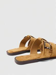 Sleekvia Dép xỏ ngón ngoài trời bằng kim loại thoải mái, chống mài mòn, đa năng dành cho nữ. - Màu be - Xem 4