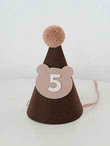 SHEIN 1 件 17cm * 12cm 可爱棕熊形状无纺布生日帽，派对帽装饰，发夹发饰，生日礼物，适合 1-9 岁 - 棕色 - 查看 15