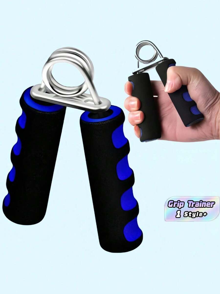 1-Piece Foam Grip Strengthener - Anti-Slip Fingerprint Handle Stress Relief Toy For Office & Gym, Hand Exerciser To Build Muscle, Improve Grip Strength, Relieve Anxiety - Home Workout Equipment Gifts For Men/Women - Blue - View 1