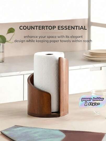 1 PC Portable Wooden Roll Paper Storage Rack Desktop Toilet Paper Holder Storage Organizer Box Natural Color Home And Office Living Room And Bedroom Space-Saving Type Slip-Resistant Home Decoration
