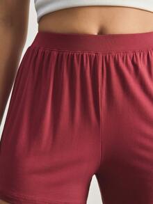 Ocili Quần short cotton mềm mại, thoải mái, dễ mặc, thích hợp mặc ở nhà. - Màu Đỏ Sâu - Xem 6