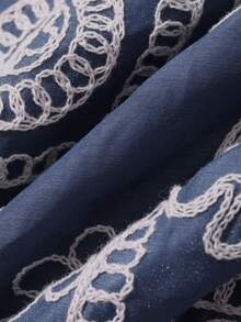 Livesso Top de tirantes finos casual con bordado floral de estilo ditsy texturizado en azul, adecuado para festivales de música, San Valentín, bodas, vacaciones, playa - Azul - Ver 4
