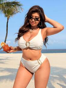 Swim SXY Bộ bikini hai mảnh gợi cảm dành cho nữ năm 2026, thích hợp cho kỳ nghỉ biển. - trắng - Xem 5